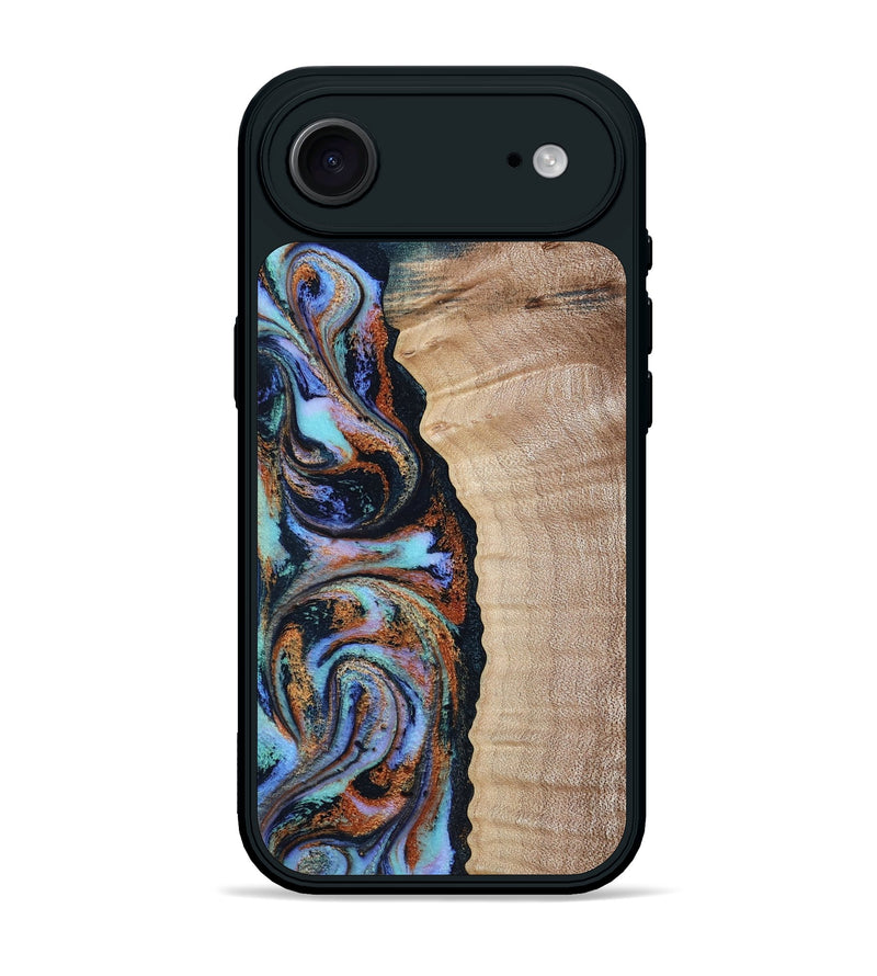 iPhone 17 Air Wood Phone Case - Isabell (Teal & Gold, 790222)