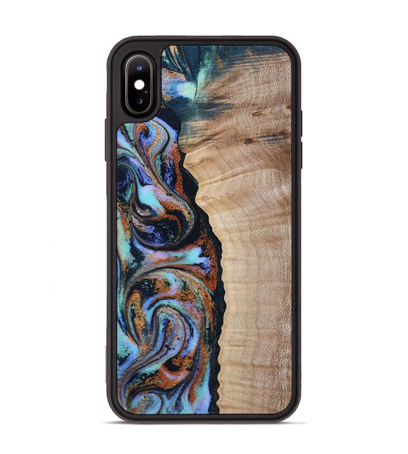 iPhone Xs Max Wood Phone Case - Isabell (Teal & Gold, 790222)