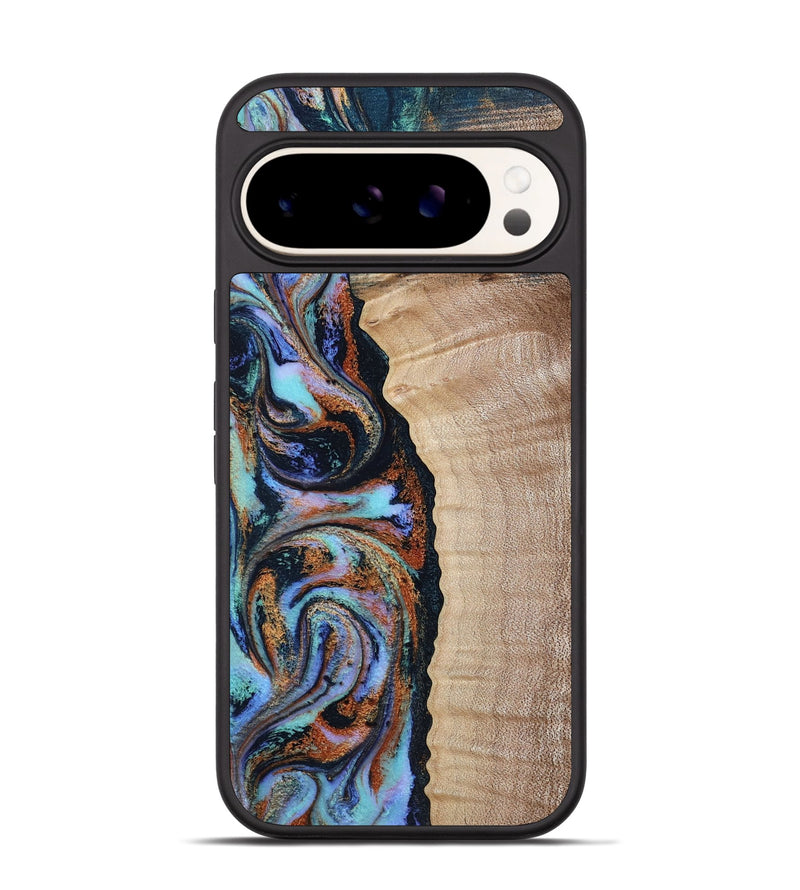 Pixel 9 Wood Phone Case - Isabell (Teal & Gold, 790222)