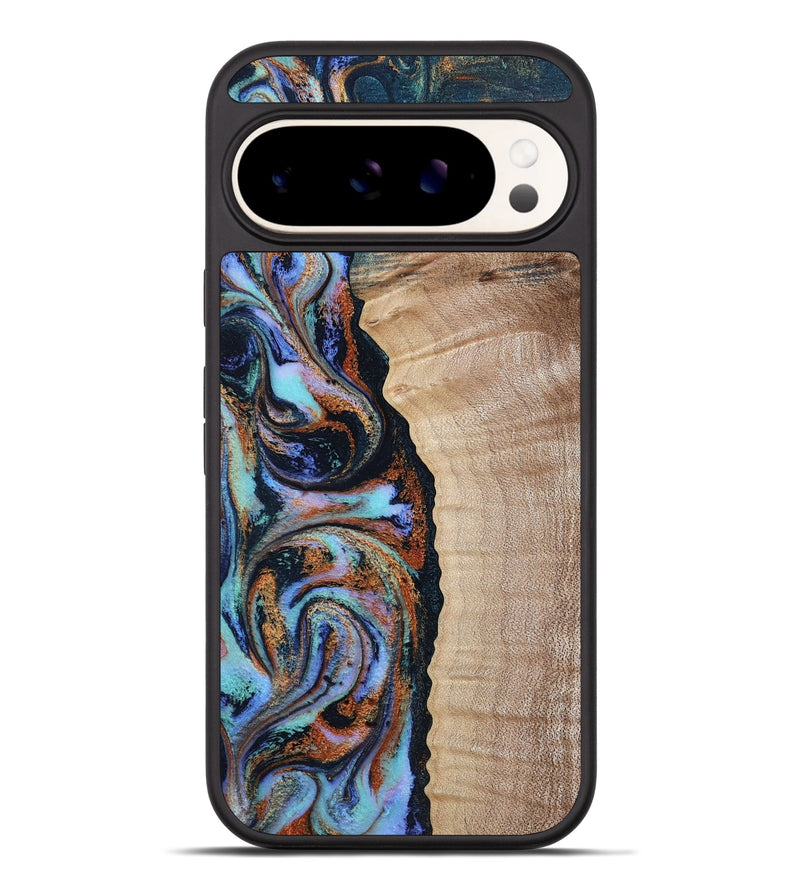 Pixel 9 Pro XL Wood Phone Case - Isabell (Teal & Gold, 790222)