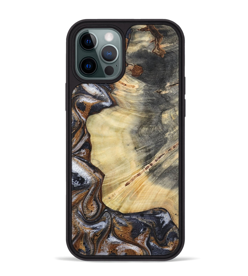 iPhone 12 Pro Max Wood Phone Case - Dilan (Black & White, 790237)
