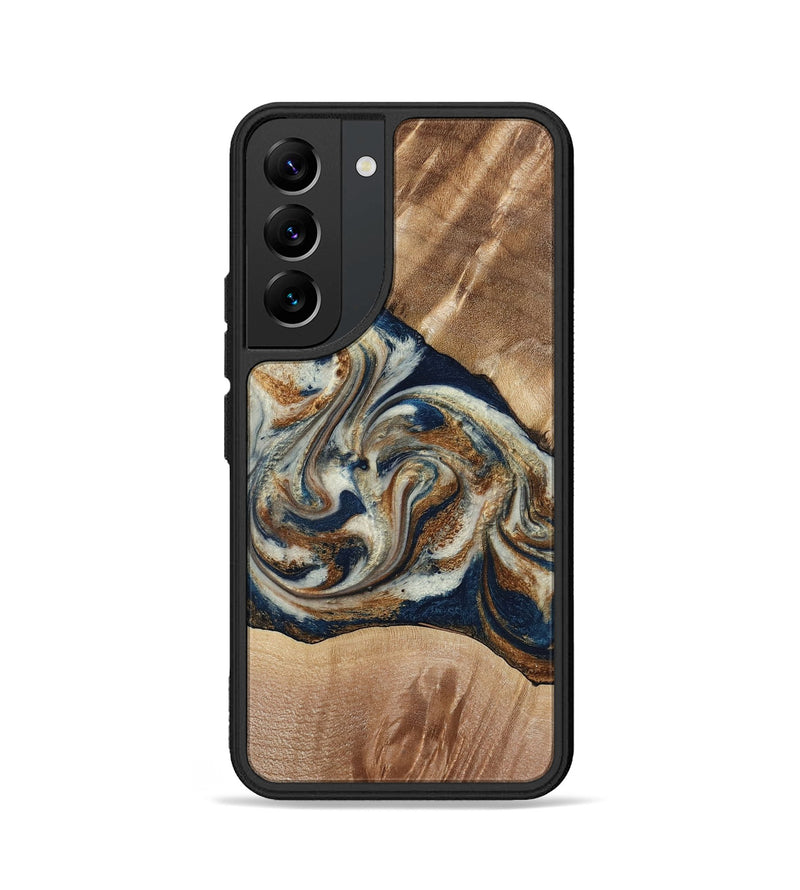 Galaxy S22 Wood Phone Case - Ace (Teal & Gold, 790257)