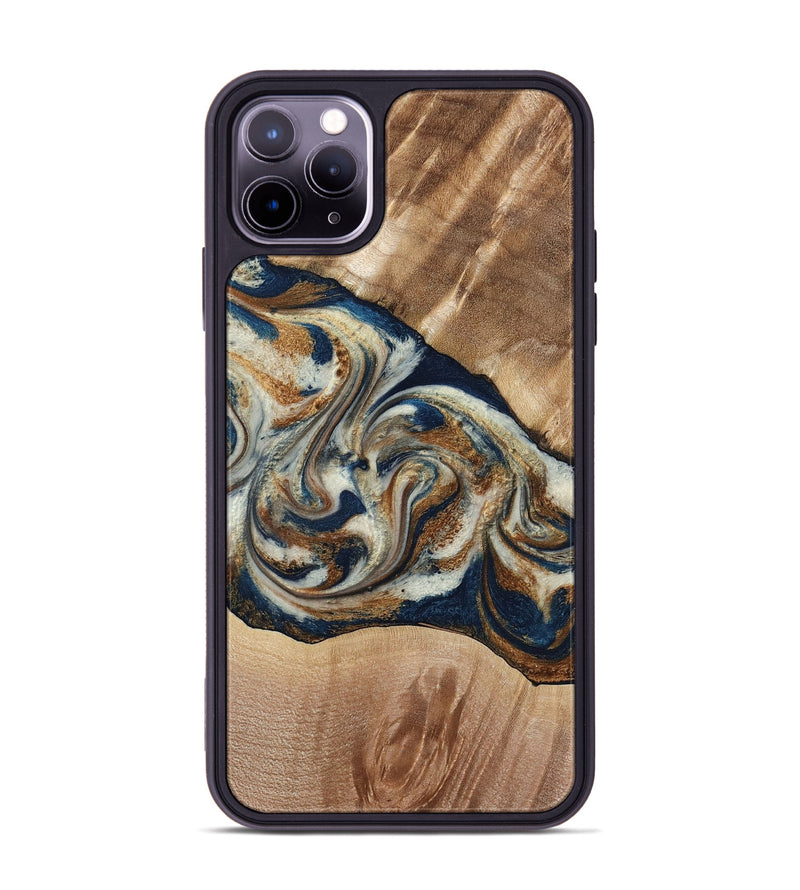 iPhone 11 Pro Max Wood Phone Case - Ace (Teal & Gold, 790257)