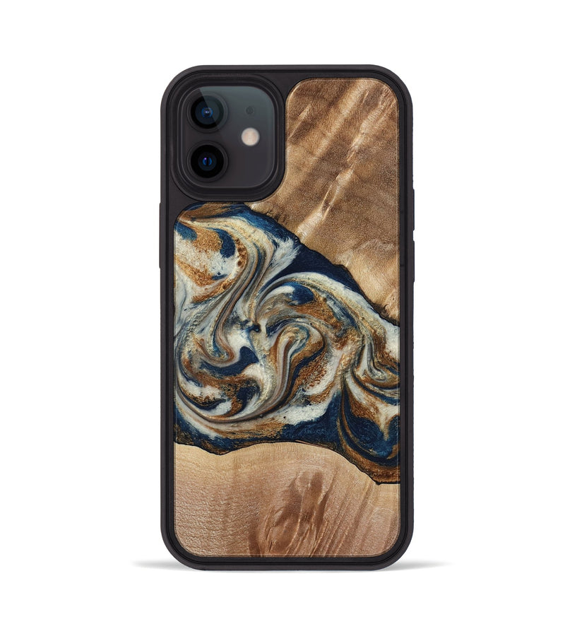 iPhone 12 Wood Phone Case - Ace (Teal & Gold, 790257)
