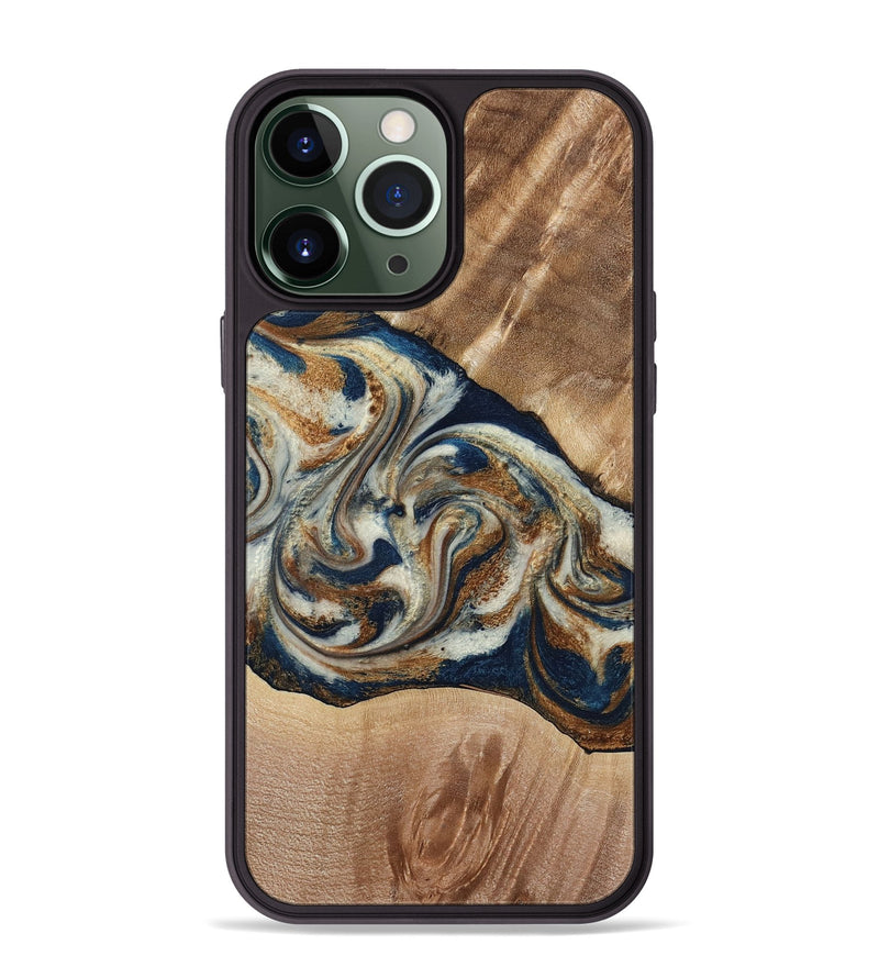 iPhone 13 Pro Max Wood Phone Case - Ace (Teal & Gold, 790257)