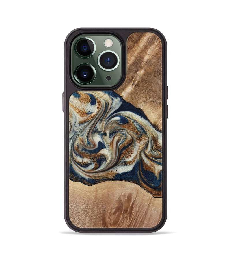 iPhone 13 Pro Wood Phone Case - Ace (Teal & Gold, 790257)