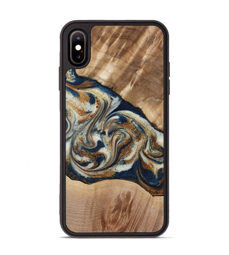 iPhone Xs Max Wood Phone Case - Ace (Teal & Gold, 790257)