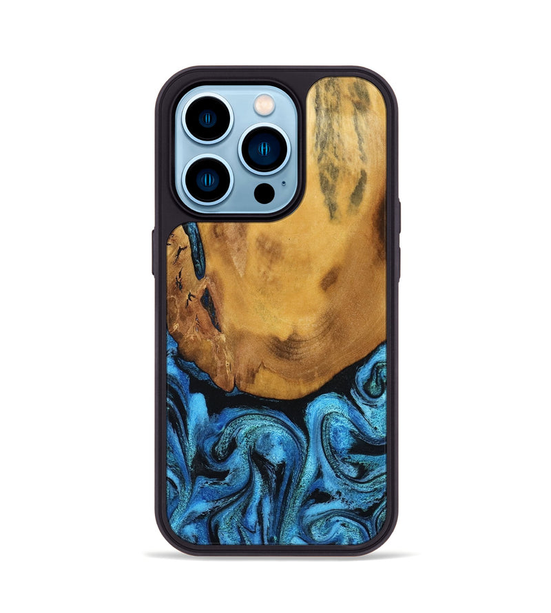 iPhone 14 Pro Wood Phone Case - Jaleel (Blue, 790262)