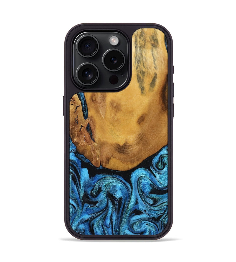 iPhone 15 Pro Wood Phone Case - Jaleel (Blue, 790262)