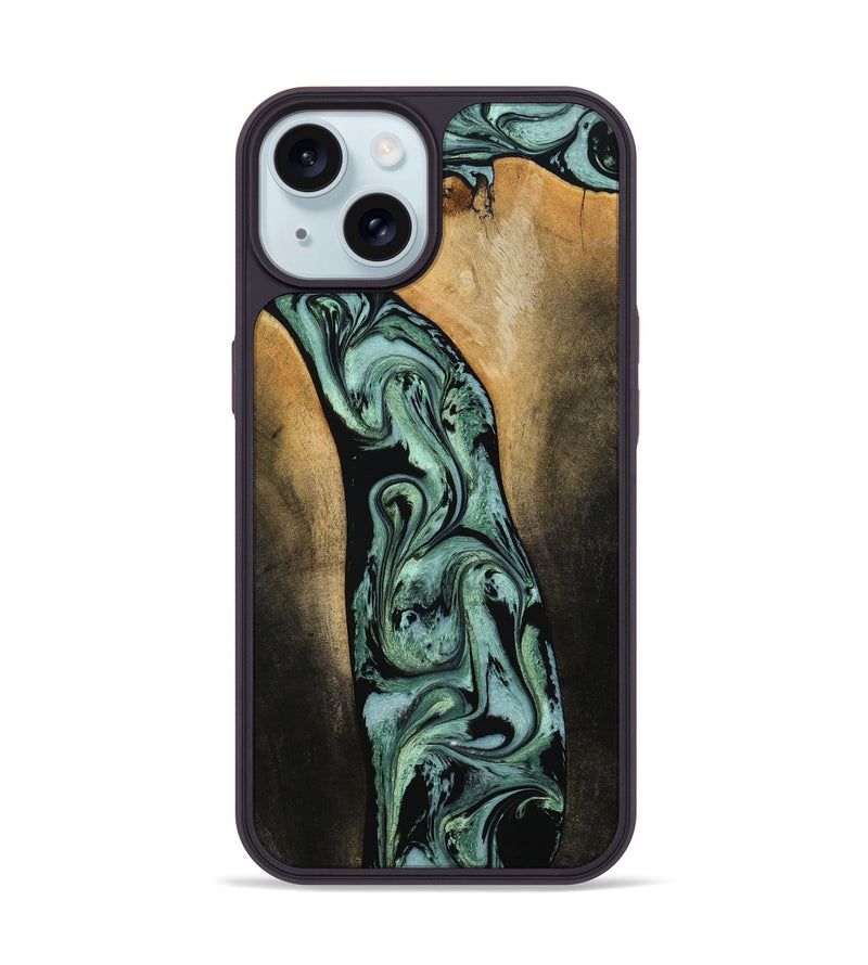 iPhone 15 Wood Phone Case - Naomi (Green, 790269)