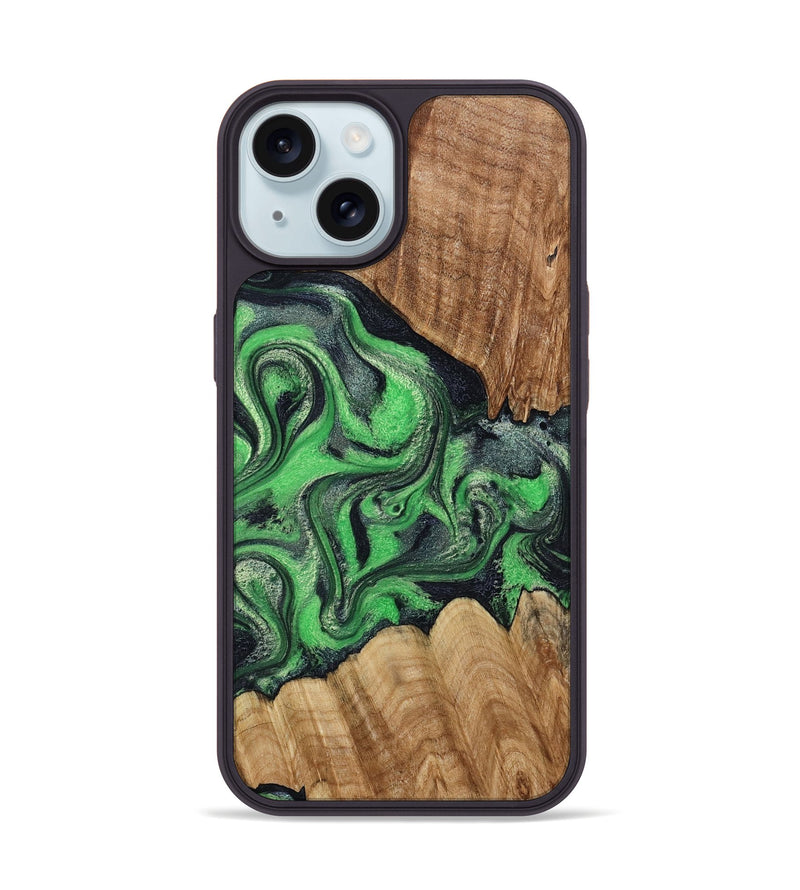 iPhone 15 Wood Phone Case - Jaxton (Green, 790270)