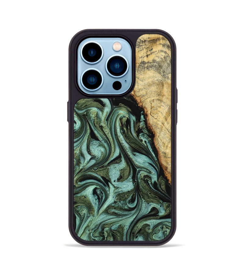 iPhone 14 Pro Wood Phone Case - Zahir (Green, 790274)