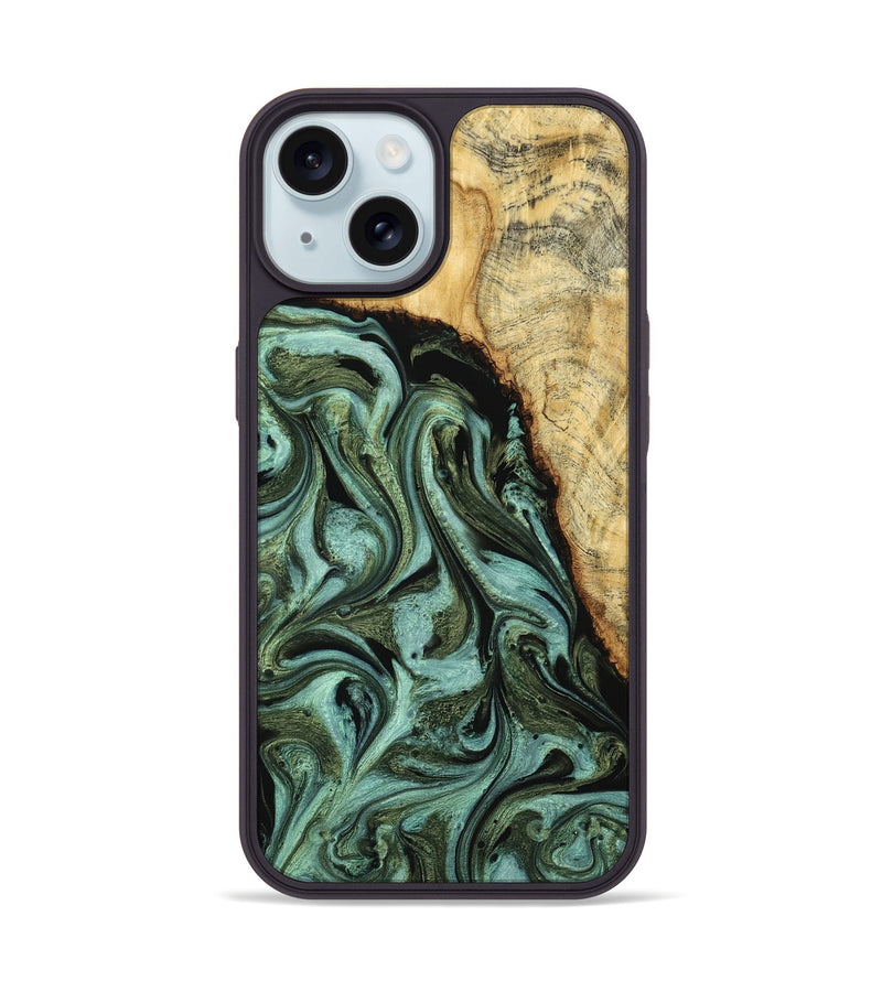 iPhone 15 Wood Phone Case - Zahir (Green, 790274)
