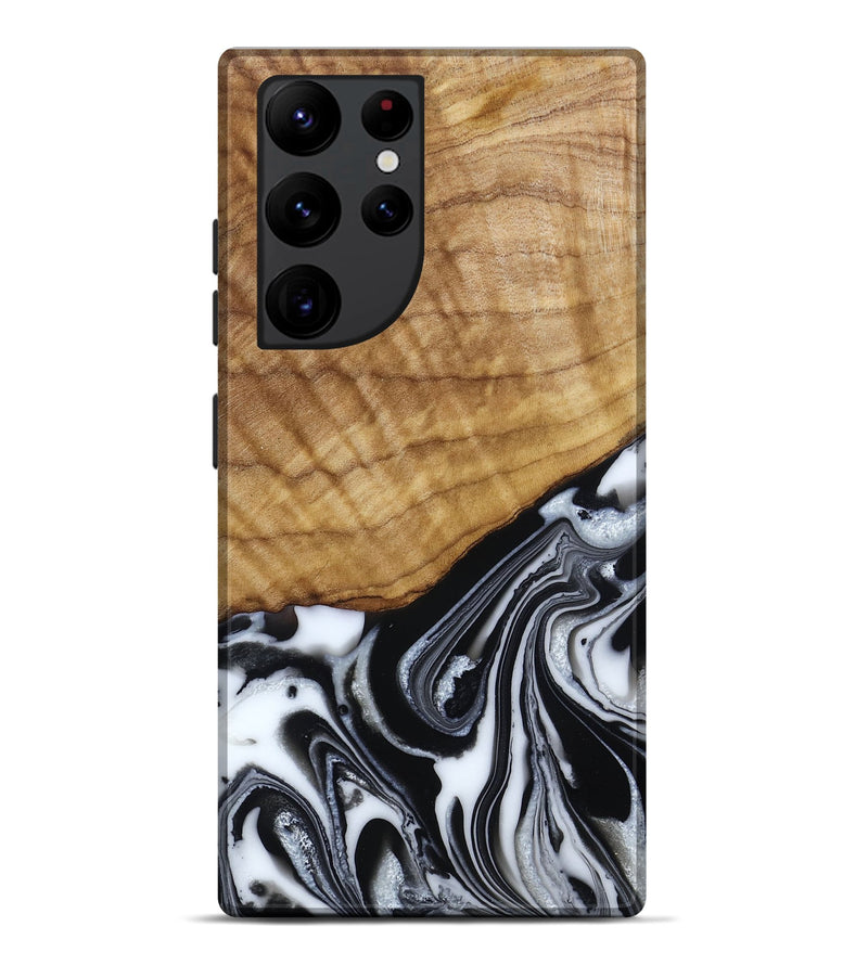 Galaxy S22 Ultra Wood Live Edge Phone Case - Amos (Black & White, 790350)