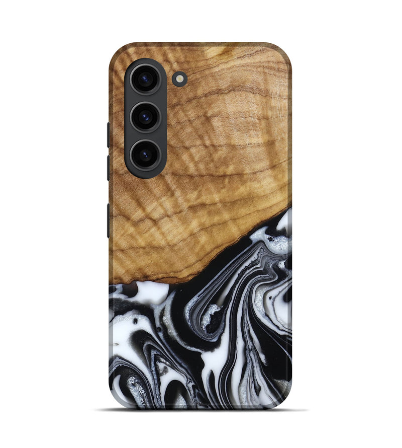 Galaxy S23 Wood Live Edge Phone Case - Amos (Black & White, 790350)