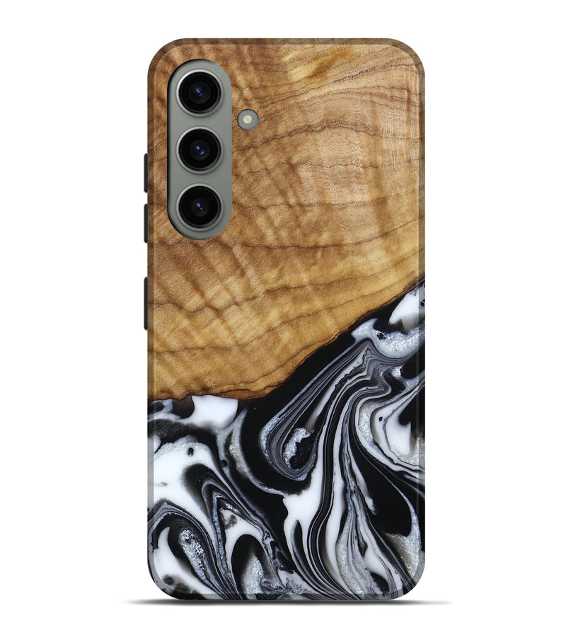 Galaxy S24 Plus Wood Live Edge Phone Case - Amos (Black & White, 790350)