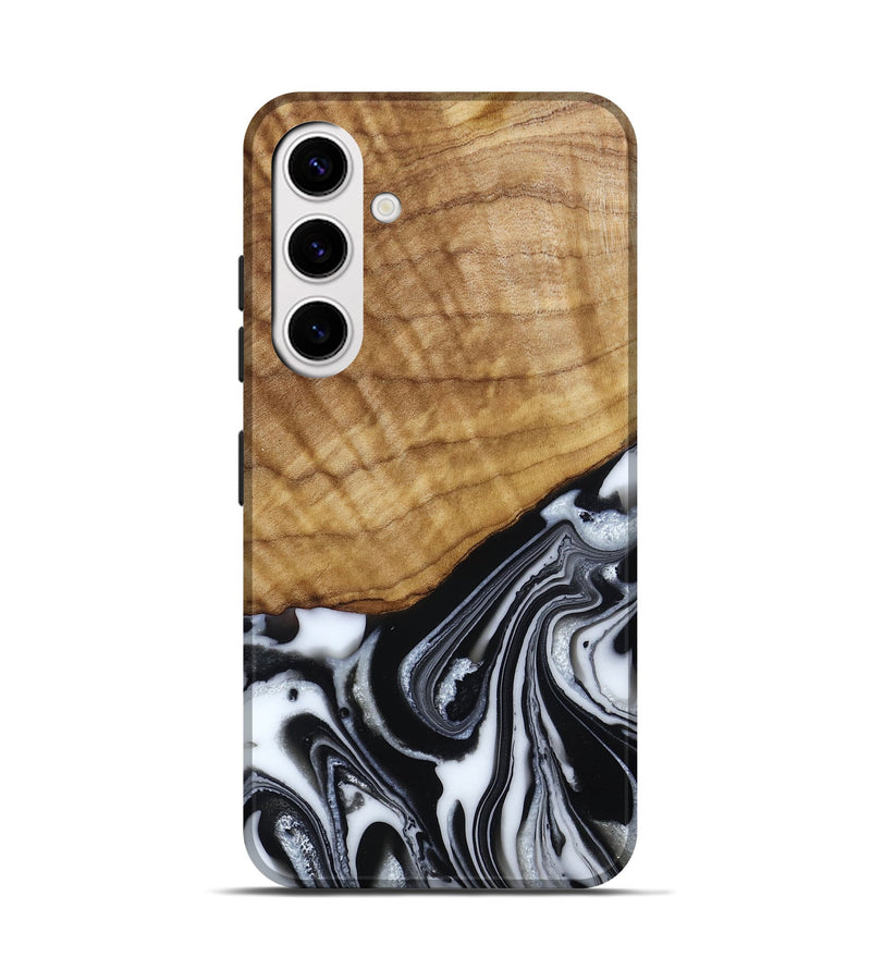 Galaxy S25 Wood Live Edge Phone Case - Amos (Black & White, 790350)