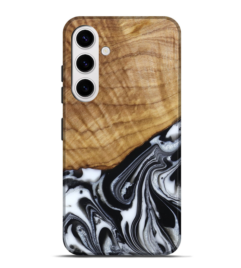 Galaxy S25 Plus Wood Live Edge Phone Case - Amos (Black & White, 790350)