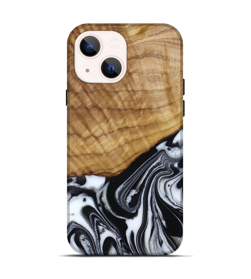 iPhone 13 Wood Live Edge Phone Case - Amos (Black & White, 790350)