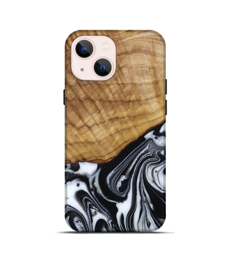 iPhone 13 mini Wood Live Edge Phone Case - Amos (Black & White, 790350)
