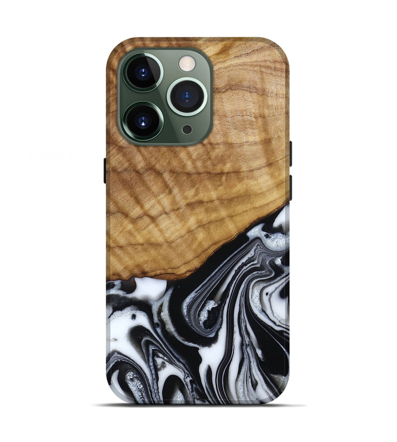 iPhone 13 Pro Wood Live Edge Phone Case - Amos (Black & White, 790350)
