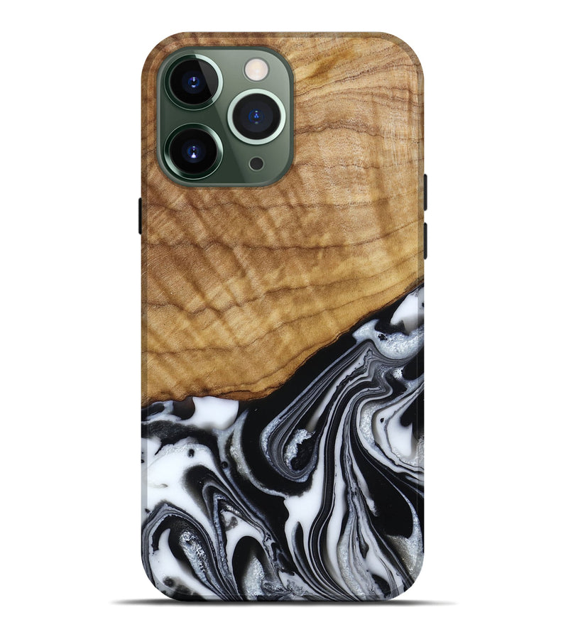 iPhone 13 Pro Max Wood Live Edge Phone Case - Amos (Black & White, 790350)