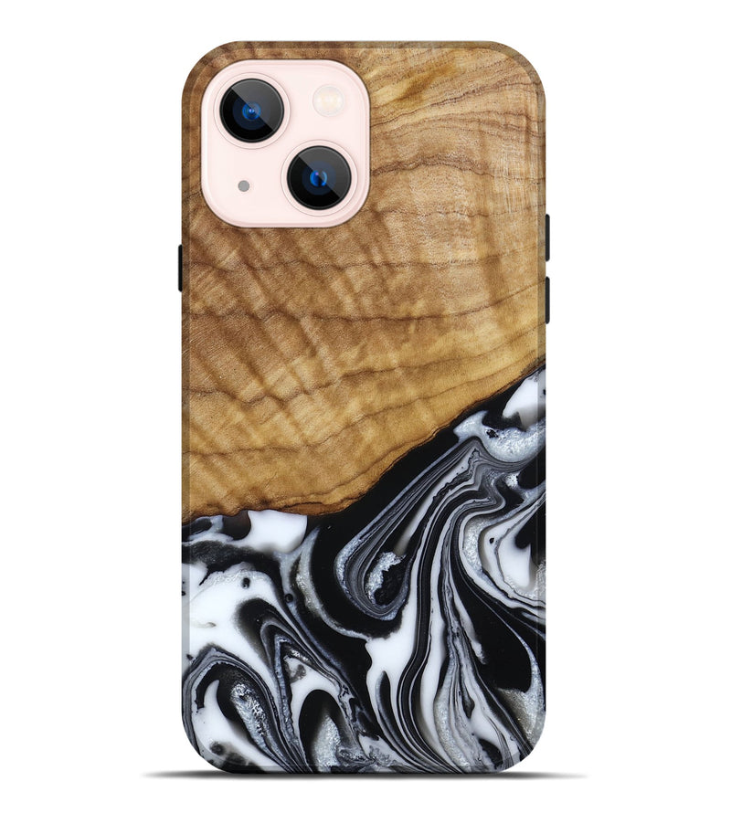 iPhone 14 Plus Wood Live Edge Phone Case - Amos (Black & White, 790350)
