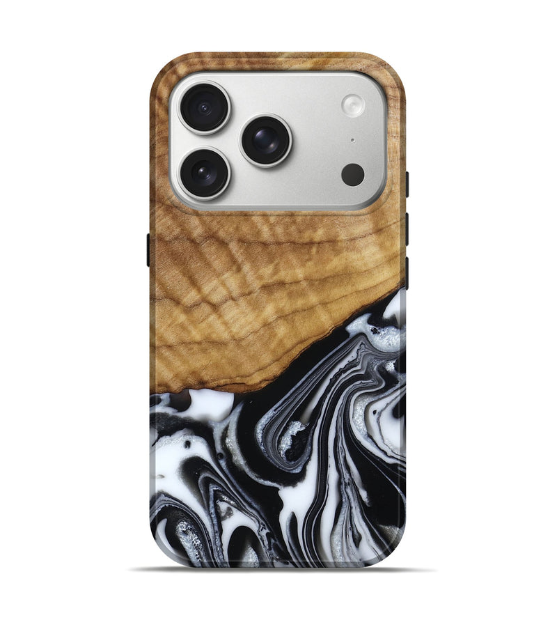 iPhone 17 Pro Wood Live Edge Phone Case - Amos (Black & White, 790350)