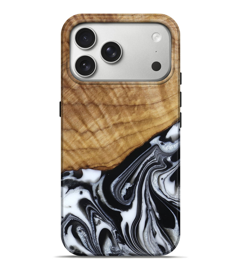 iPhone 17 Pro Max Wood Live Edge Phone Case - Amos (Black & White, 790350)