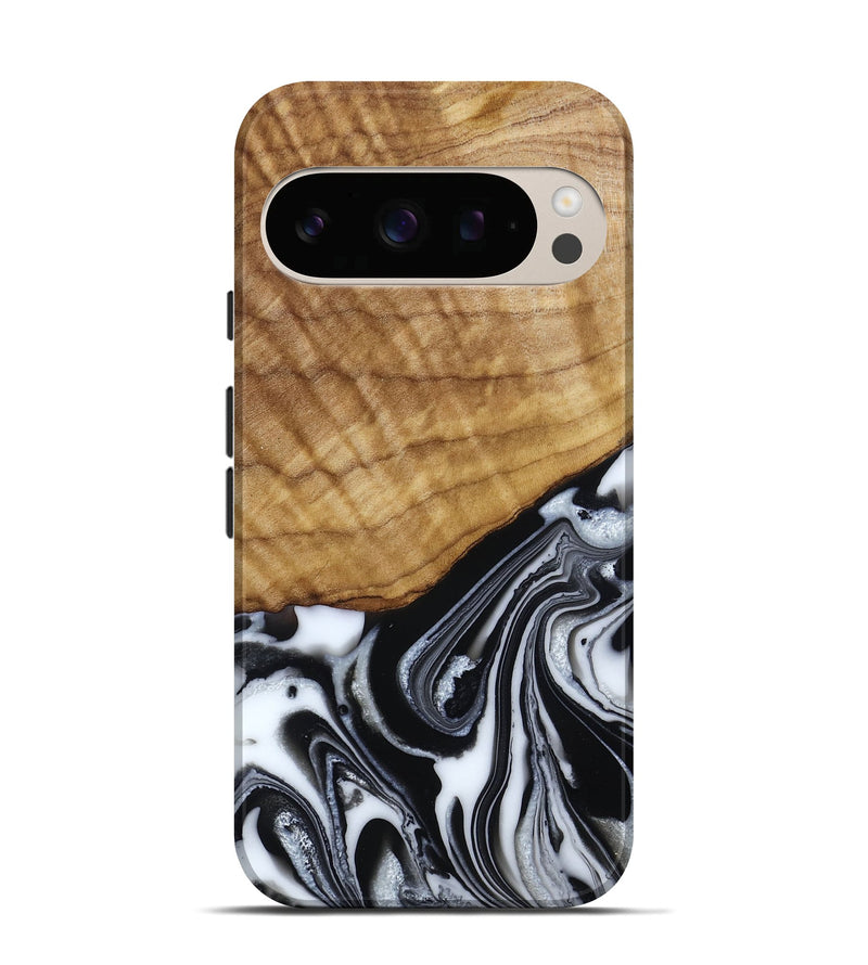 Pixel 10 Pro Wood Live Edge Phone Case - Amos (Black & White, 790350)