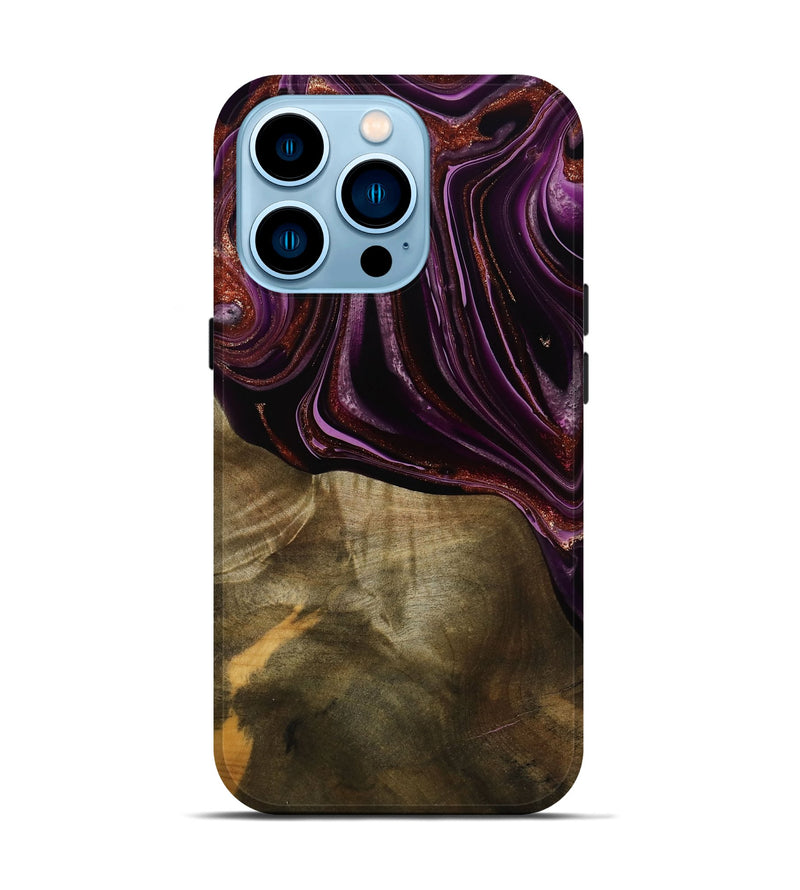 iPhone 14 Pro Wood Live Edge Phone Case - Ocean (Purple, 790353)