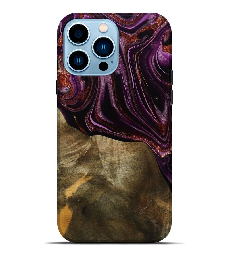 iPhone 14 Pro Max Wood Live Edge Phone Case - Ocean (Purple, 790353)