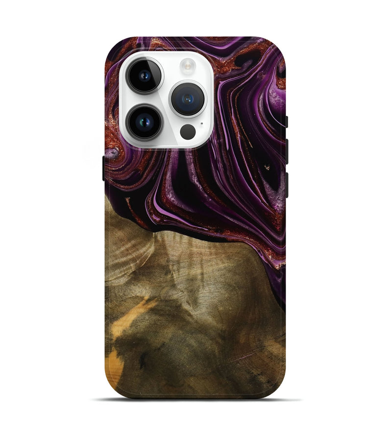 iPhone 15 Pro Wood Live Edge Phone Case - Ocean (Purple, 790353)