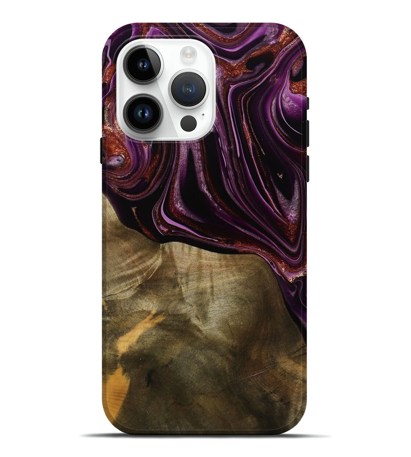 iPhone 15 Pro Max Wood Live Edge Phone Case - Ocean (Purple, 790353)