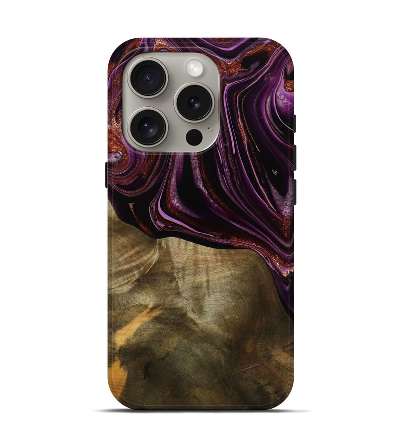 iPhone 16 Pro Wood Live Edge Phone Case - Ocean (Purple, 790353)