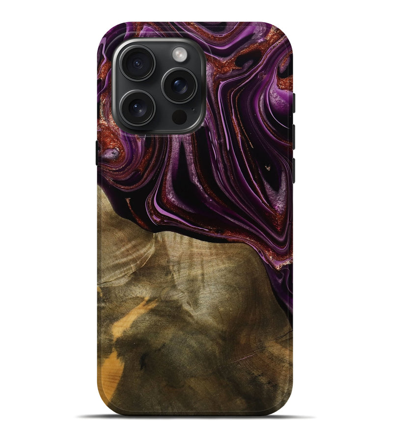 iPhone 16 Pro Max Wood Live Edge Phone Case - Ocean (Purple, 790353)