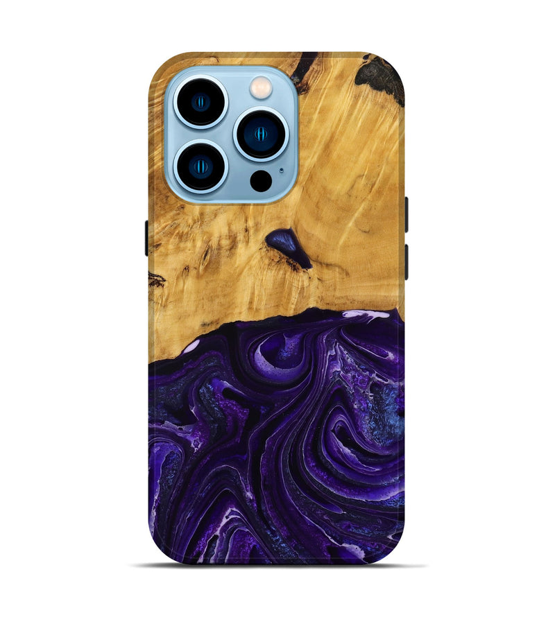 iPhone 14 Pro Wood Live Edge Phone Case - Belva (Purple, 790354)