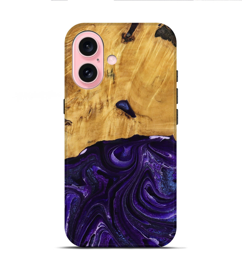 iPhone 16 Wood Live Edge Phone Case - Belva (Purple, 790354)
