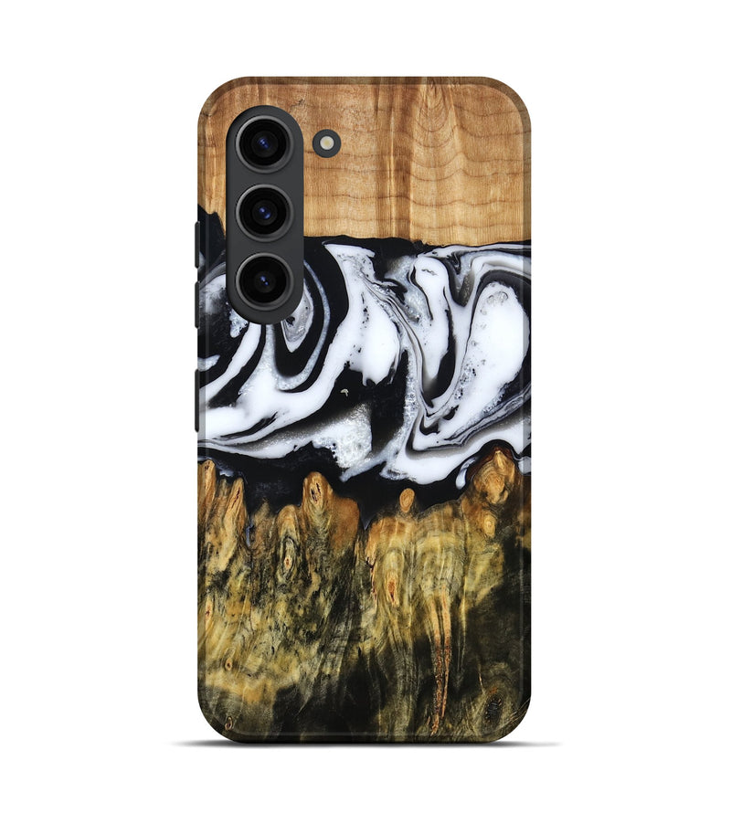 Galaxy S23 Wood Live Edge Phone Case - Cason (Black & White, 790375)