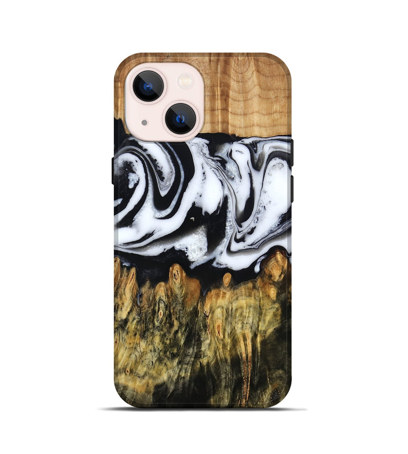 iPhone 13 mini Wood Live Edge Phone Case - Cason (Black & White, 790375)