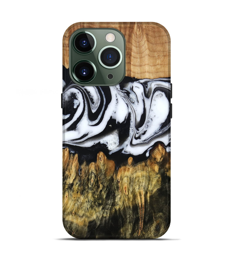 iPhone 13 Pro Wood Live Edge Phone Case - Cason (Black & White, 790375)