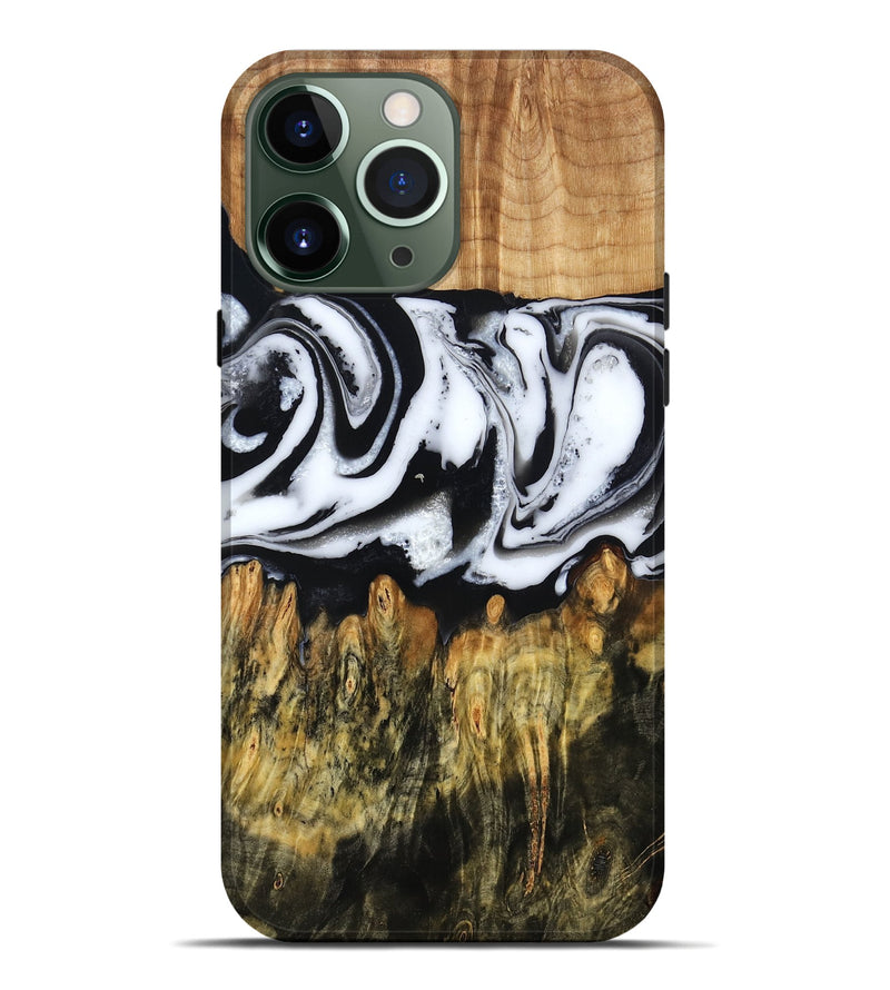 iPhone 13 Pro Max Wood Live Edge Phone Case - Cason (Black & White, 790375)