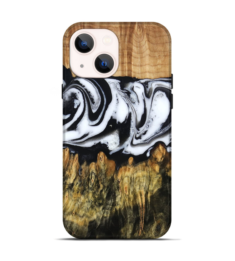 iPhone 14 Wood Live Edge Phone Case - Cason (Black & White, 790375)