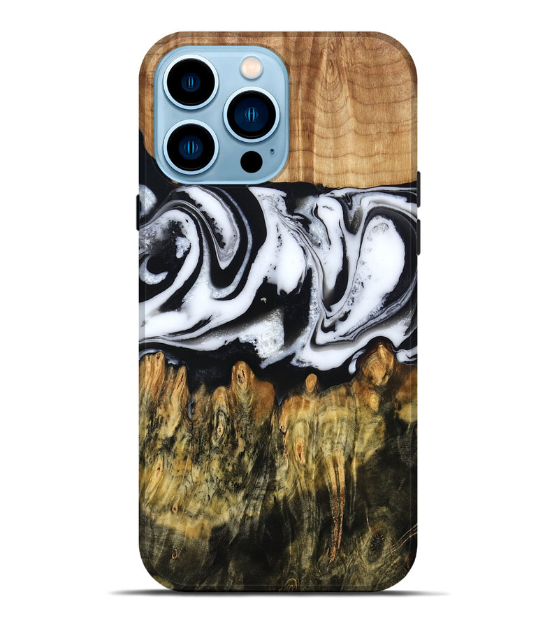 iPhone 14 Pro Max Wood Live Edge Phone Case - Cason (Black & White, 790375)