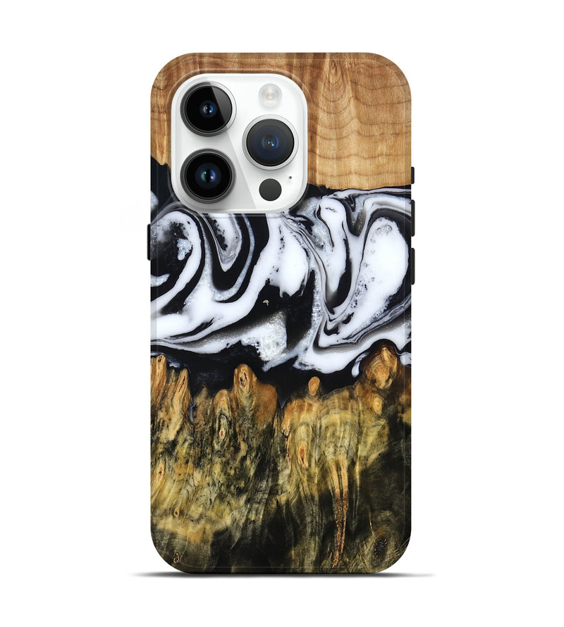 iPhone 15 Pro Wood Live Edge Phone Case - Cason (Black & White, 790375)