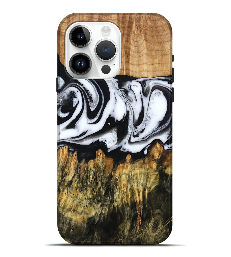 iPhone 15 Pro Max Wood Live Edge Phone Case - Cason (Black & White, 790375)