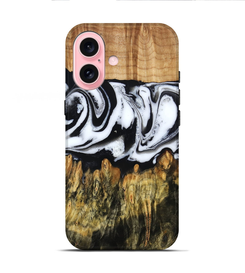iPhone 16 Wood Live Edge Phone Case - Cason (Black & White, 790375)