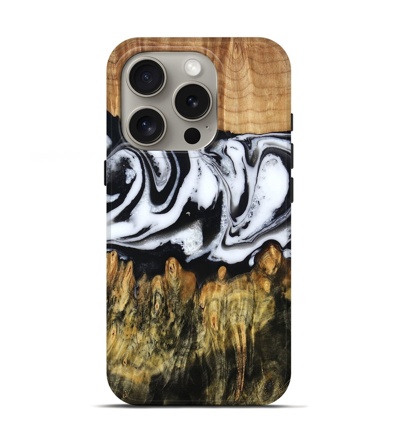 iPhone 16 Pro Wood Live Edge Phone Case - Cason (Black & White, 790375)