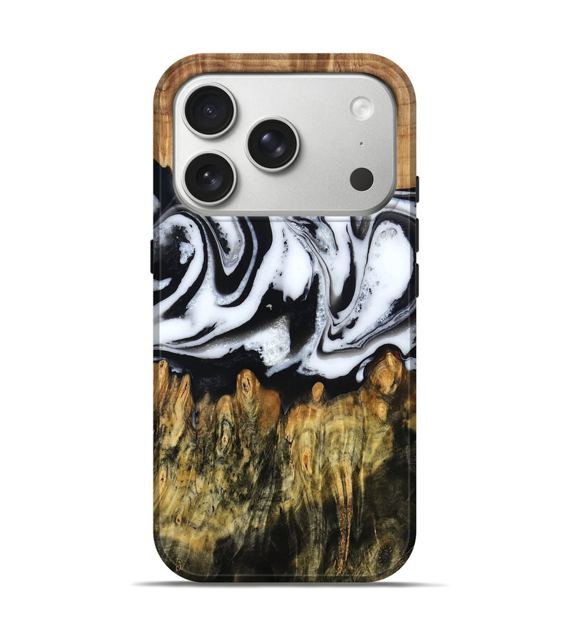 iPhone 17 Pro Wood Live Edge Phone Case - Cason (Black & White, 790375)