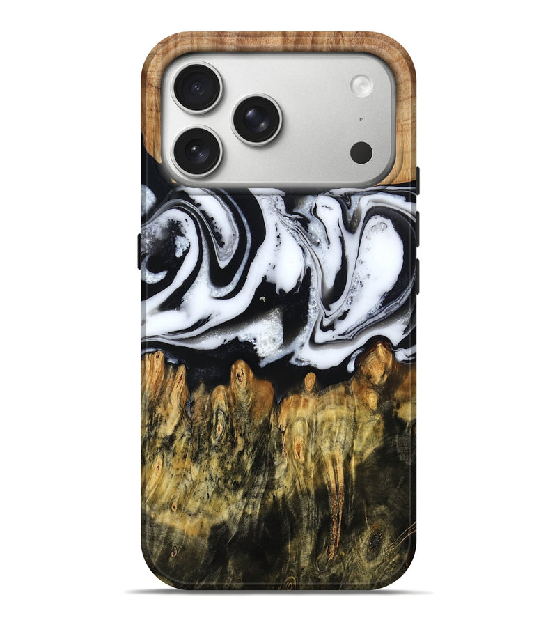 iPhone 17 Pro Max Wood Live Edge Phone Case - Cason (Black & White, 790375)